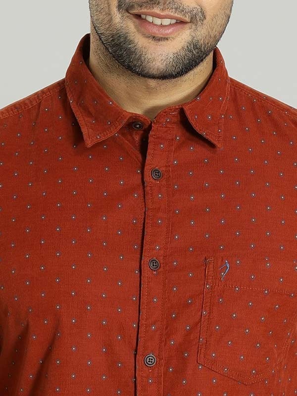 Indian Terrain Men's Slim Fit Full Sleeve All Over Print Red Shirt